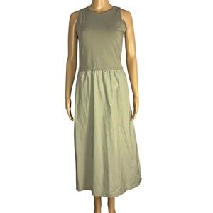 Everlane Supima Cotton Sleeveless Midi Dress — Size S — Olive / Sage Green
